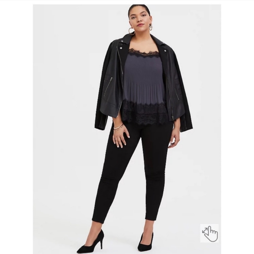 Torrid Pleated Chiffon & Lace Tank Plus Size Purple Black Whimsigoth Flowy